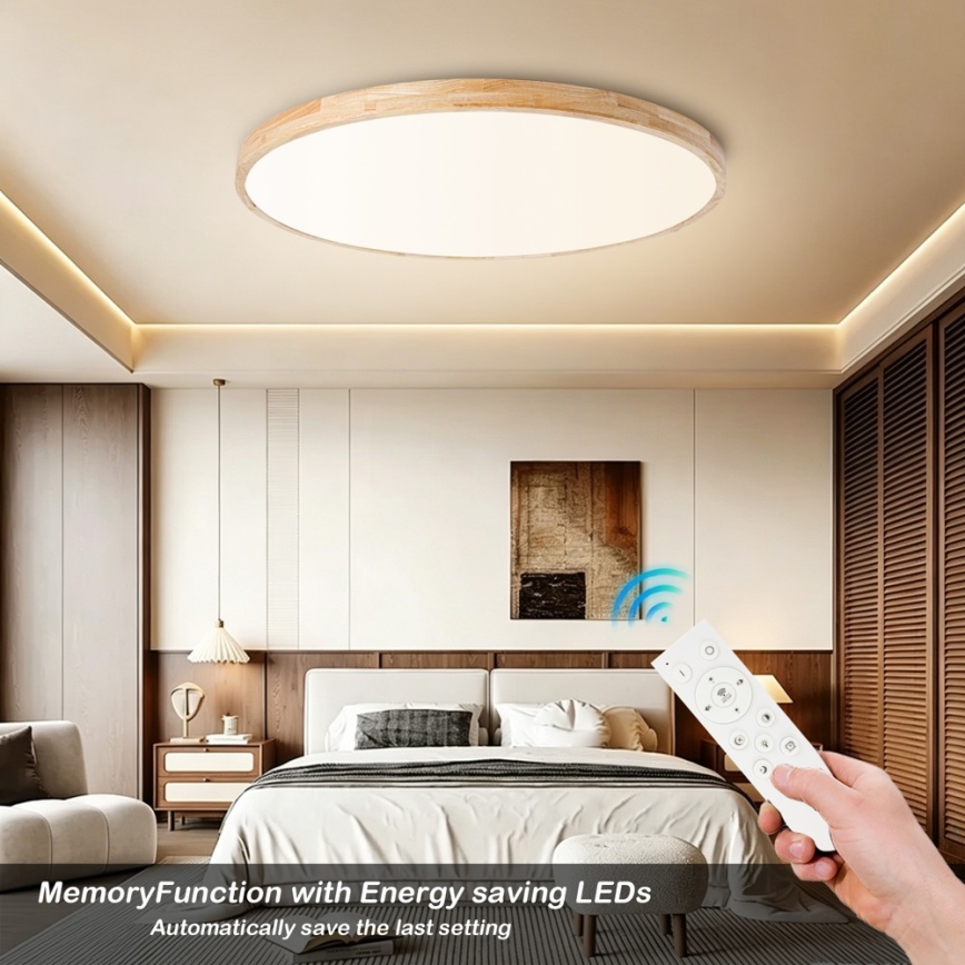Brilagi - LED zatemnljivo stropno svetilo WOODLINE LED/128W/230V 3000-6000K hrast, premer 100 cm + daljinski upravljalnik