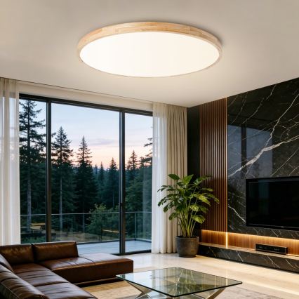 Brilagi - LED zatemnljivo stropno svetilo WOODLINE LED/128W/230V 3000-6000K hrast, premer 100 cm + daljinski upravljalnik