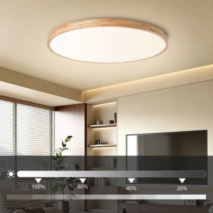 Brilagi - LED zatemnljivo stropno svetilo WOODLINE LED/128W/230V 3000-6000K hrast, premer 100 cm + daljinski upravljalnik