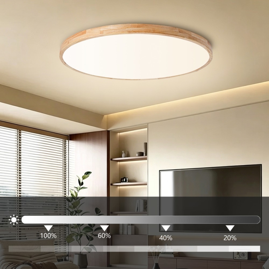 Brilagi - LED zatemnljivo stropno svetilo WOODLINE LED/128W/230V 3000-6000K hrast, premer 100 cm + daljinski upravljalnik