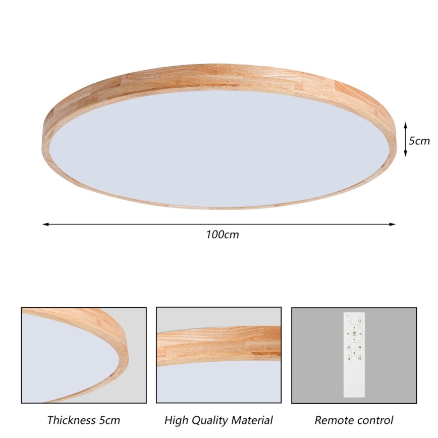 Brilagi - LED zatemnljivo stropno svetilo WOODLINE LED/128W/230V 3000-6000K hrast, premer 100 cm + daljinski upravljalnik