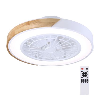 Brilagi - LED zatemnljivo stropno svetilo z vgrajenim ventilatorjem LED/30W/230V 3000-6500K premer 50 cm bela/hrast + daljinski upravljalnik