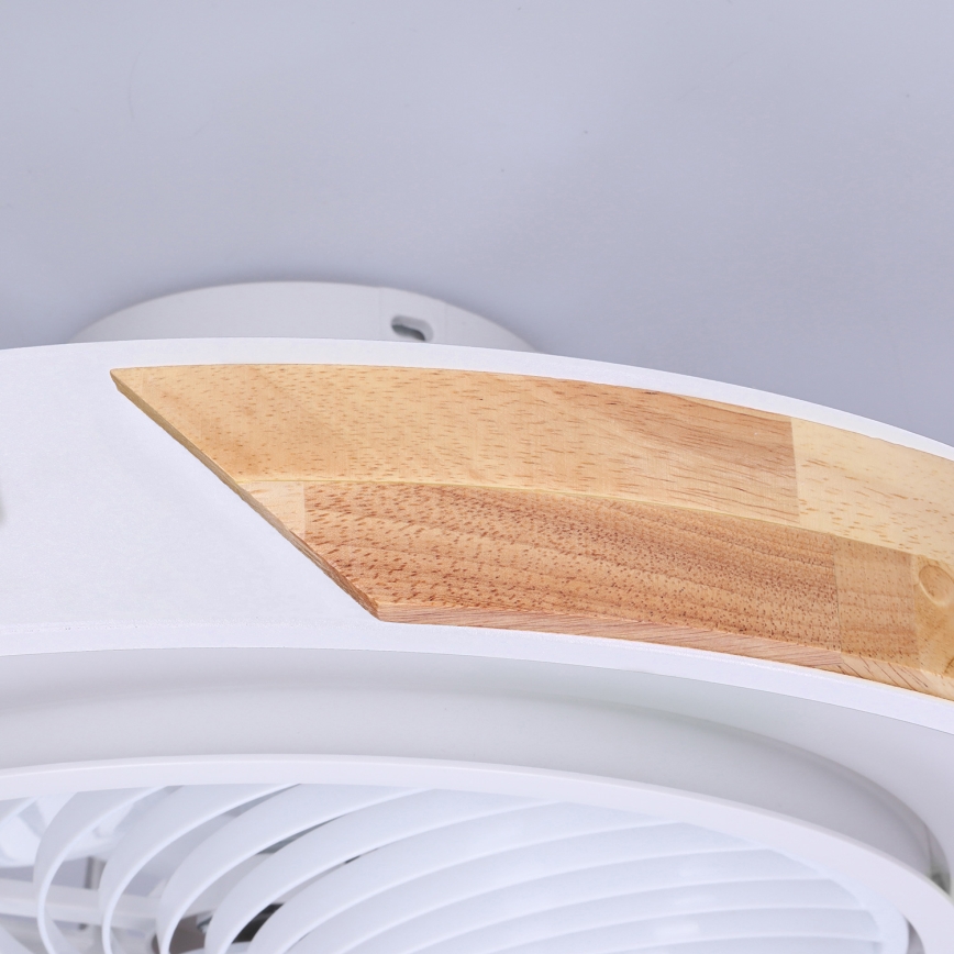 Brilagi - LED zatemnljivo stropno svetilo z vgrajenim ventilatorjem LED/30W/230V 3000-6500K premer 50 cm bela/hrast + daljinski upravljalnik