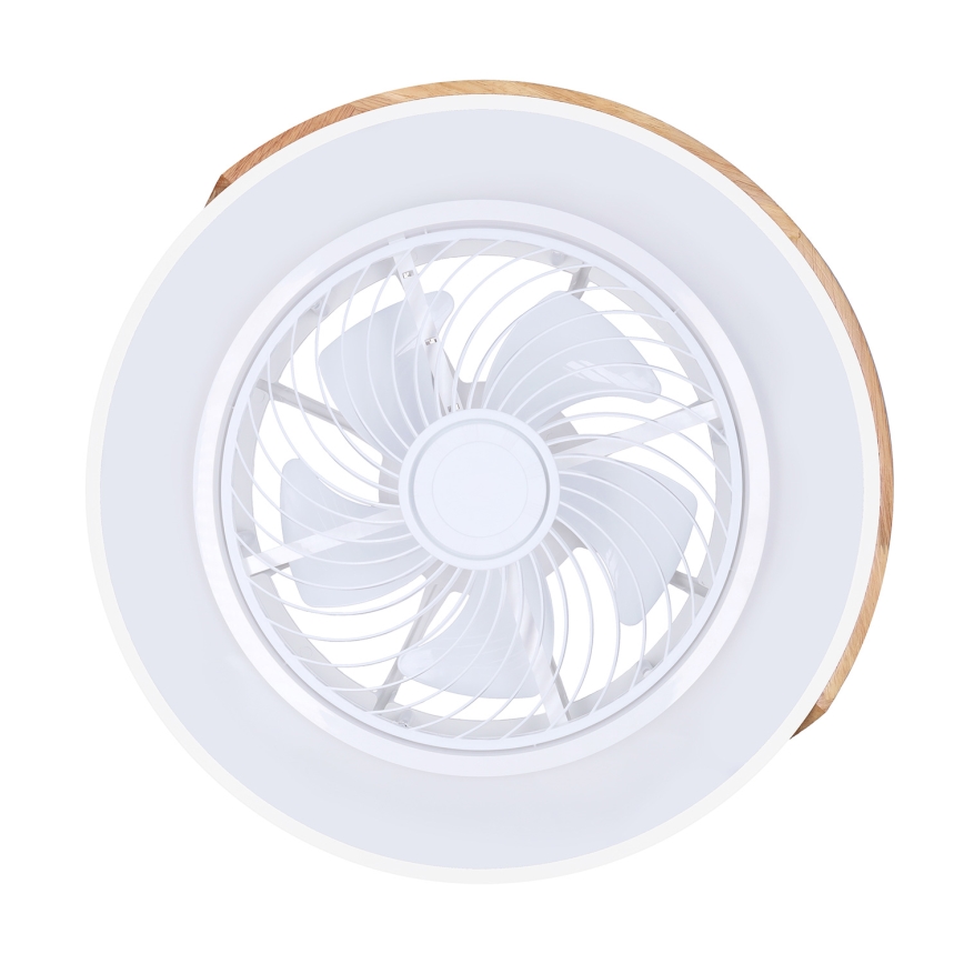 Brilagi - LED zatemnljivo stropno svetilo z vgrajenim ventilatorjem LED/30W/230V 3000-6500K premer 50 cm bela/hrast + daljinski upravljalnik
