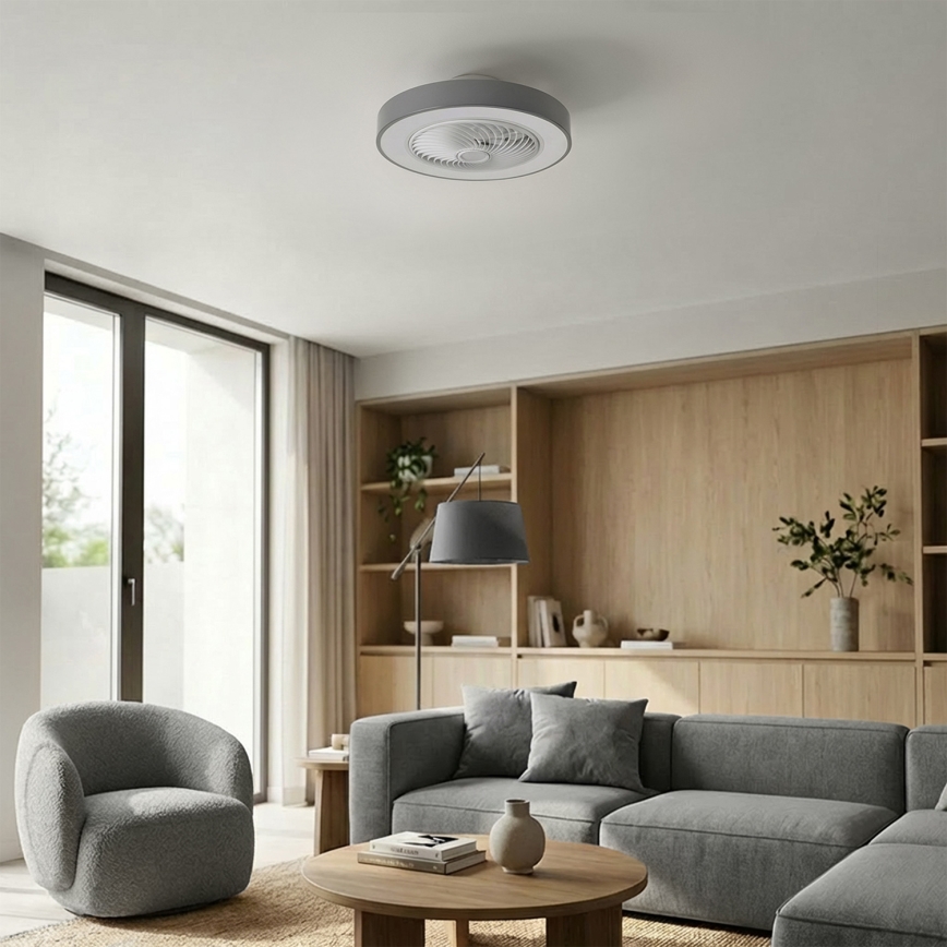 Brilagi - LED zatemnjevalna stropna svetilka z ventilatorjem LED/38W/230V 3000-6500K premer 50 cm siva + daljinski upravljalnik