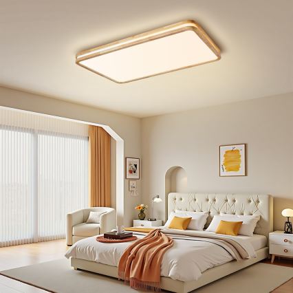 Brilagi - Zatemnljivo LED stropno svetilo MOLINA SQUARE LED/128W/230V 3000-6000K hrast 90x60 cm + daljinski upravljalnik