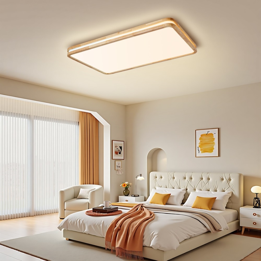 Brilagi - Zatemnljivo LED stropno svetilo MOLINA SQUARE LED/128W/230V 3000-6000K hrast 90x60 cm + daljinski upravljalnik