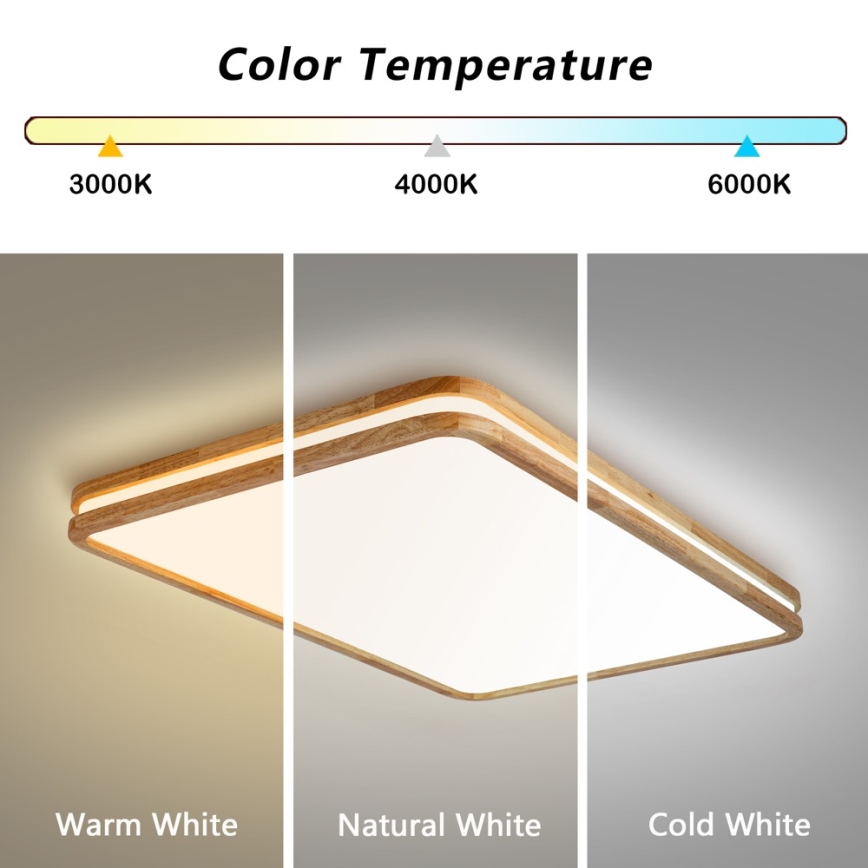 Brilagi - Zatemnljivo LED stropno svetilo MOLINA SQUARE LED/128W/230V 3000-6000K hrast 90x60 cm + daljinski upravljalnik