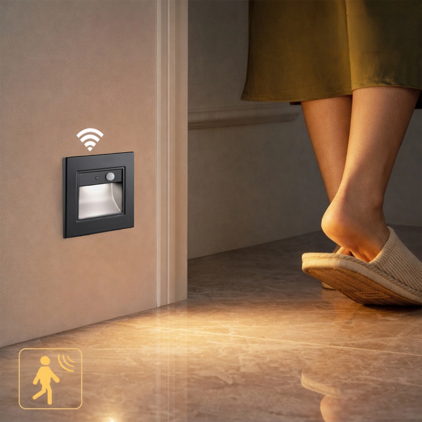 Brilagi - LED svetilo za stopnice s senzorjem STEP LIGHT LED/1,5W/230V IP44 črna