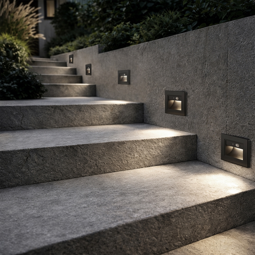 Brilagi - LED svetilo za stopnice s senzorjem STEP LIGHT LED/1,5W/230V IP44 črna