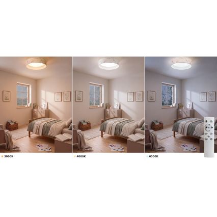 Brilagi - LED stropna svetilka z možnostjo zatemnitve VELVET SMART VARI LED/24W/230V 3000-6500K, premer 45 cm, bela/cvetlični vzorec + daljinski upravljalnik