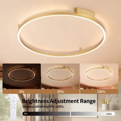 Brilagi - Zatemnjiva stropna LED svetilka PORTOFINO LED/60W/230V 3000-6000K premer 80 cm zlata + daljinski upravljalnik
