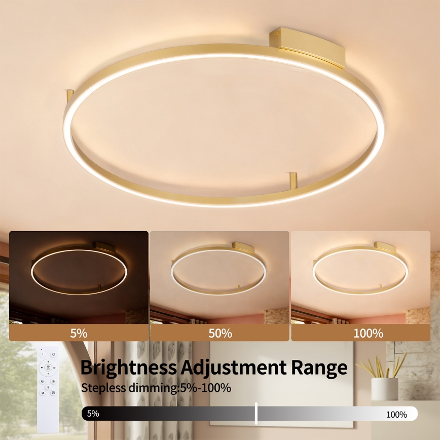 Brilagi - Zatemnjiva stropna LED svetilka PORTOFINO LED/60W/230V 3000-6000K premer 80 cm zlata + daljinski upravljalnik