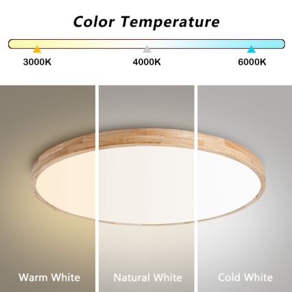 Brilagi - LED stropna svetilka WOODLINE, z možnostjo zatemnitve, LED/100W/230V 3000-6000K, hrast, premer 80 cm + daljinski upravljalnik
