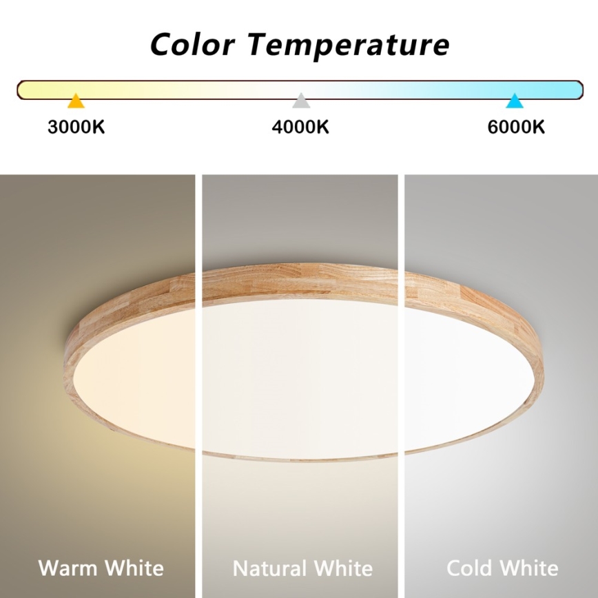 Brilagi - LED stropna svetilka WOODLINE, z možnostjo zatemnitve, LED/100W/230V 3000-6000K, hrast, premer 80 cm + daljinski upravljalnik