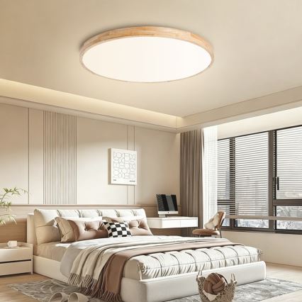 Brilagi - LED stropna svetilka WOODLINE, z možnostjo zatemnitve, LED/100W/230V 3000-6000K, hrast, premer 80 cm + daljinski upravljalnik