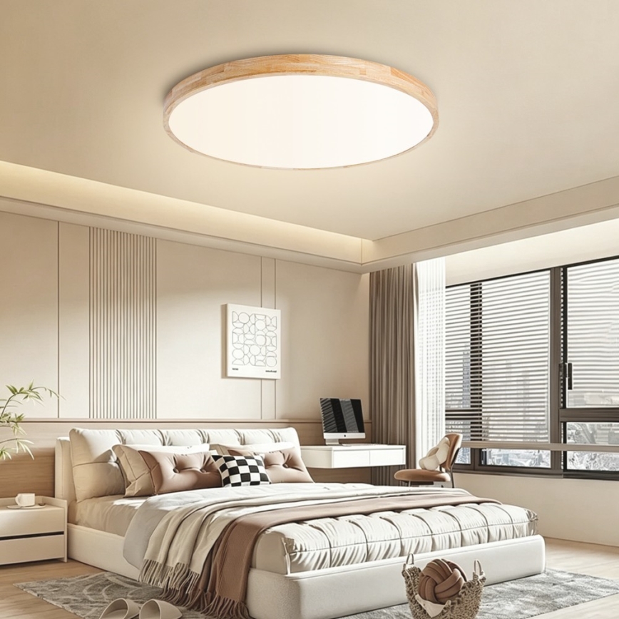 Brilagi - LED stropna svetilka WOODLINE, z možnostjo zatemnitve, LED/100W/230V 3000-6000K, hrast, premer 80 cm + daljinski upravljalnik