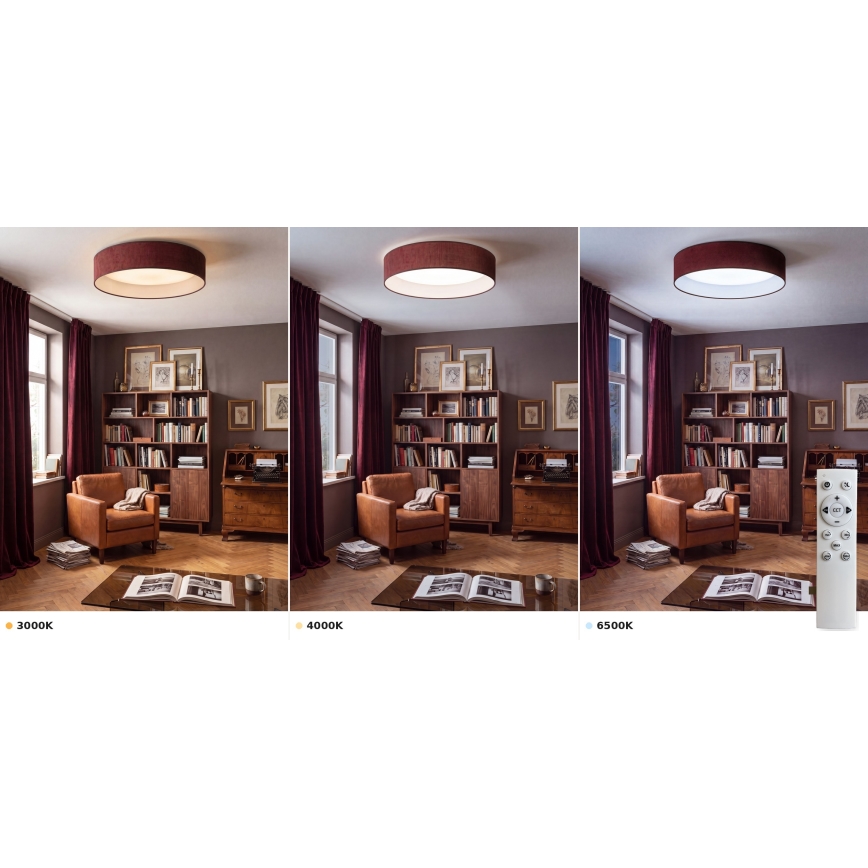 Brilagi - Zatemljiva stropna LED svetilka VELVET SMART VARI LED/24W/230V 3000-6500K premer 45 cm vinsko rdeča + daljinski upravljalnik