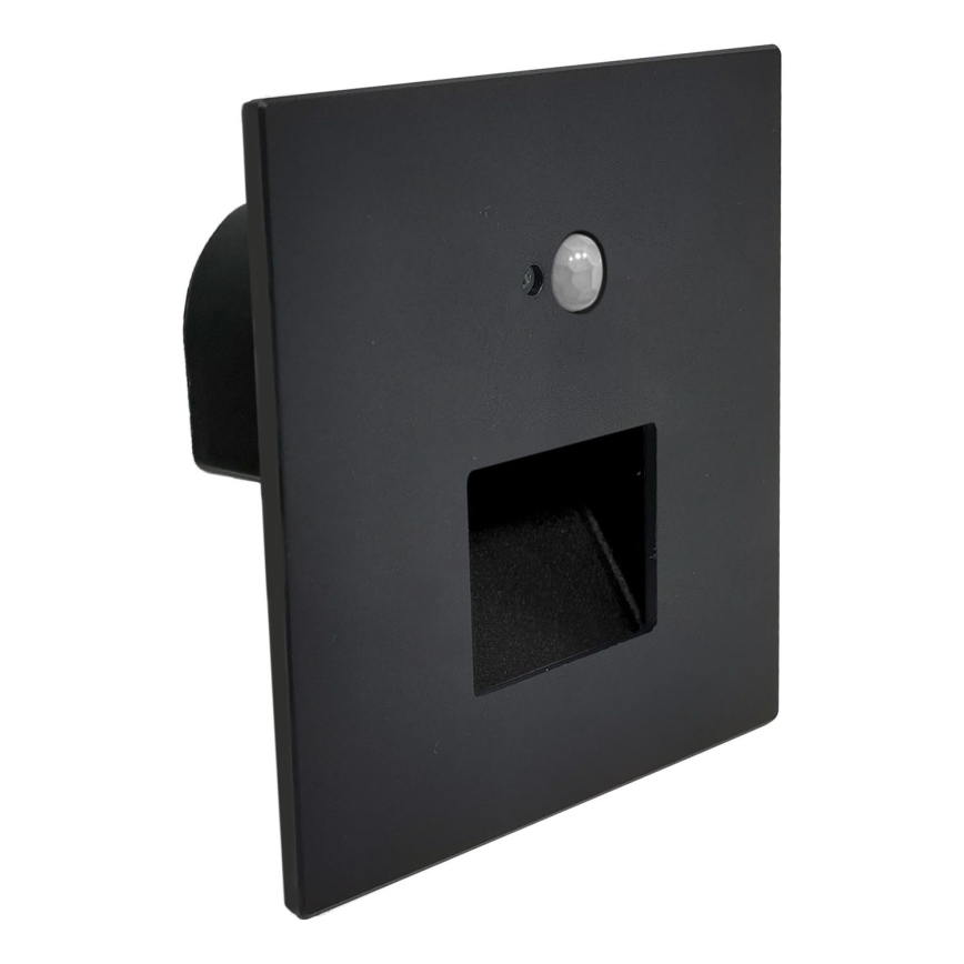 Brilagi - LED stopniščna svetilka s senzorjem gibanja in sumraka JACK LED/3W/230V 3000/4000/6500K IP65 črna