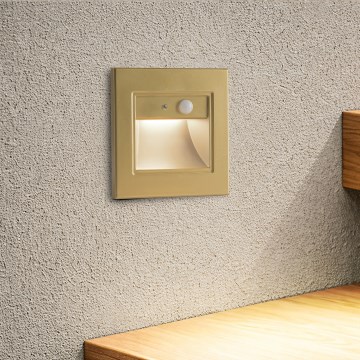 Brilagi - LED svetilo za stopnice s senzorjem STEP LIGHT, LED 1,5 W, 230 V, IP44, zlate barve