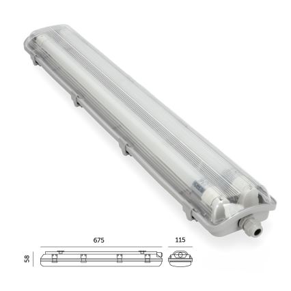 BRILAGI - LED tehnično prahotesno fluorescenčno svetilo OPTIMA T8 2xG13/9W/230V 4000K IP65 67,5 cm