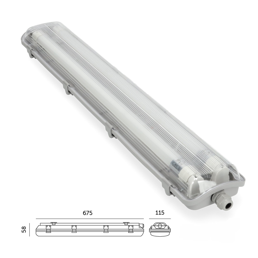 BRILAGI - LED tehnično prahotesno fluorescenčno svetilo OPTIMA T8 2xG13/9W/230V 4000K IP65 67,5 cm
