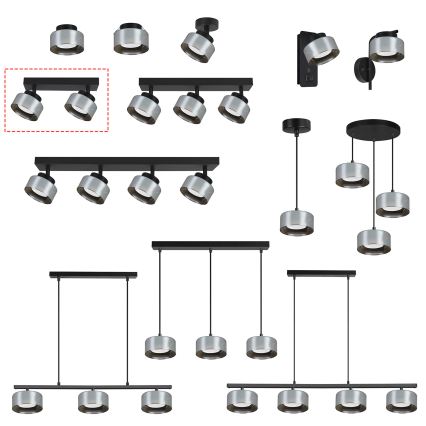 Brilagi - LED Točkovna svetilka AURA LUX 2xGX53/30W/230V črna/dimna