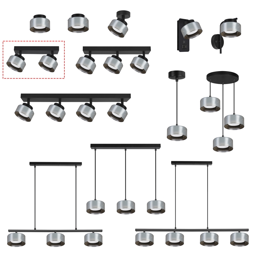 Brilagi - LED Točkovna svetilka AURA LUX 2xGX53/30W/230V črna/dimna