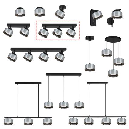 Brilagi - LED Točkovna svetilka AURA LUX 3xGX53/30W/230V črna/dimljena