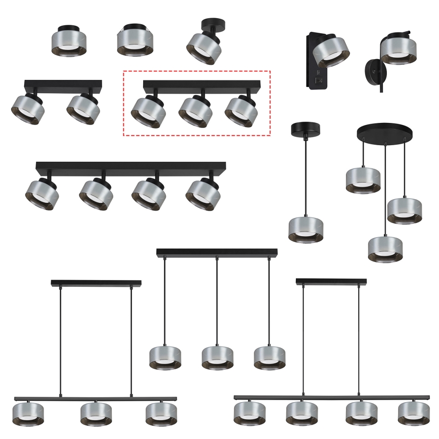 Brilagi - LED Točkovna svetilka AURA LUX 3xGX53/30W/230V črna/dimljena