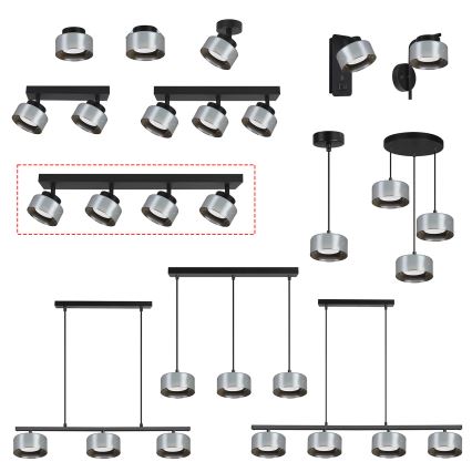 Brilagi - LED Točkovna svetilka AURA LUX 4xGX53/30W/230V črna/dimna