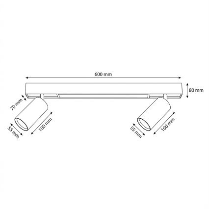 Brilagi - LED točkovna svetilka SELE 2xGU10/30W/230V + LED/15W črna