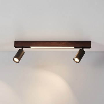 BRILAGI - LED točkovno svetilo SELE 2xGU10/30W/230V + LED/15W črna/dekor hrasta