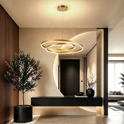 BRILAGI - LED lestenec na kablu TWISTER, z nastavljivo svetlostjo LED/75W/230V 3000-6000K, premer 70 cm, zlate barve + daljinski upravljalnik