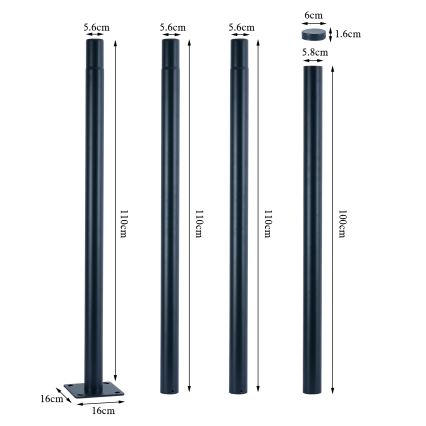 Brilagi - LED ulična svetilka s 4 m stebrom URBANSPARK LED/120W/230V antracit IP65