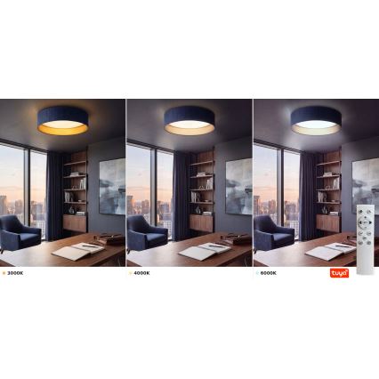 Brilagi - Zatemnjevalna stropna svetilka VELVET SMARTIX STARS LED/36W/230V 3000-6000K premer 55 cm modra/zlata Wi-Fi Tuya Beacon + z daljinskim upravljalnikom