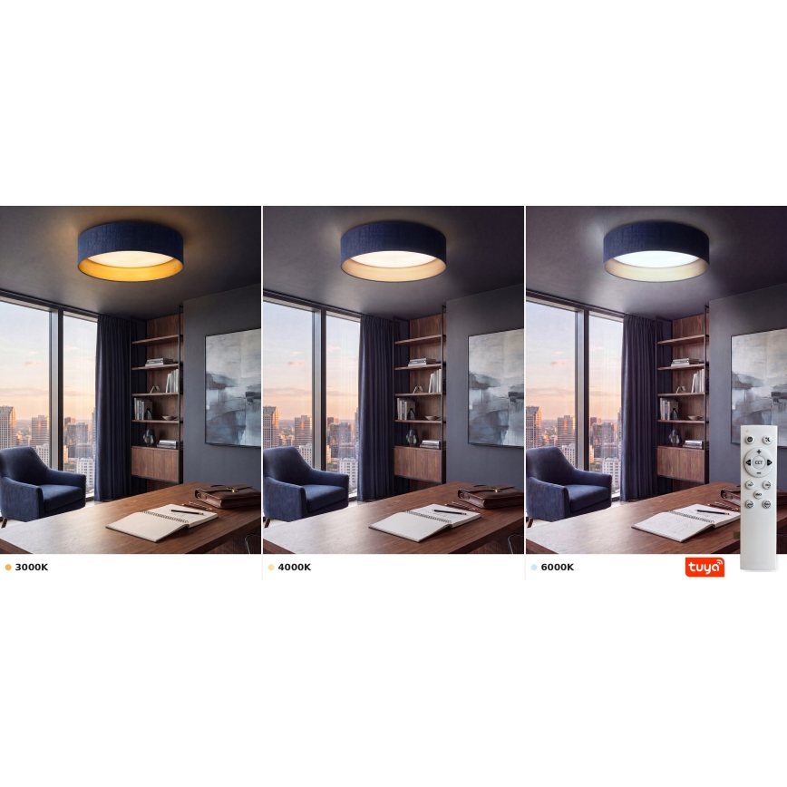 Brilagi - Zatemnjevalna stropna svetilka VELVET SMARTIX STARS LED/36W/230V 3000-6000K premer 55 cm modra/zlata Wi-Fi Tuya Beacon + z daljinskim upravljalnikom
