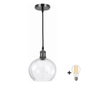 BRILAGI - LED viseča svetilka na kabelu RETRO GLASS 1xE27/60W/230V premer 25 cm črna/prozorna