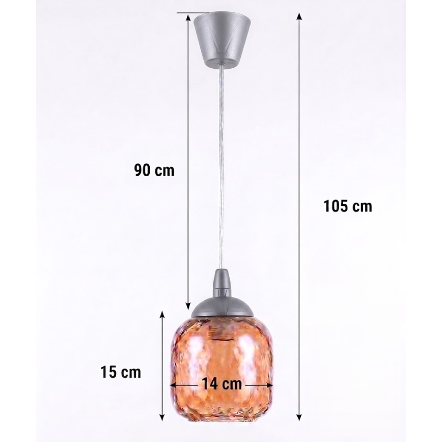 Brilagi - LED lestenec na kablu RETRO GLASS 1xE27/60W/230V premer 14 cm srebrna/dimno rjava
