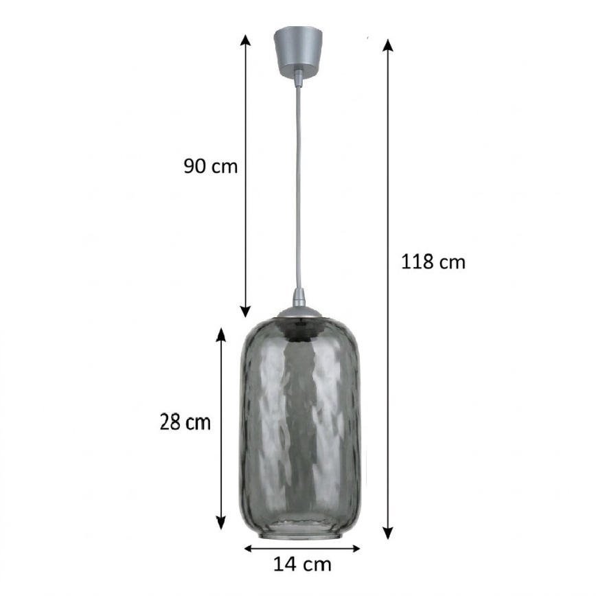 Brilagi - Viseči LED lestenec na kablu RETRO GLASS 1xE27/60W/230V Ø 14 cm srebrna/dimna siva