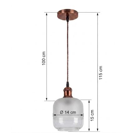 Brilagi - LED viseča svetilka na kablu RETRO GLASS 1xE27/60W/230V premer 14 cm bakrena/bela