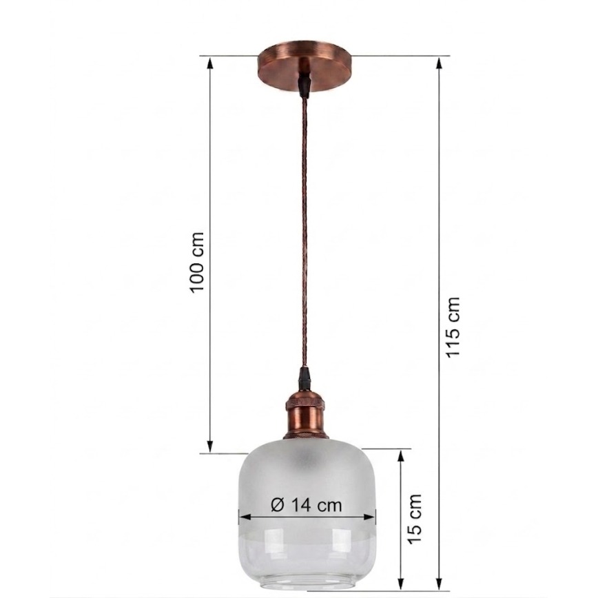 Brilagi - LED viseča svetilka na kablu RETRO GLASS 1xE27/60W/230V premer 14 cm bakrena/bela
