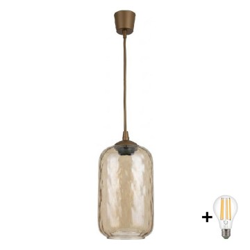 Brilagi - LED viseča svetilka na kablu RETRO GLASS 1xE27/60W/230V premer 14 cm rjava/dimno rjava