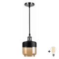 BRILAGI - LED viseča svetilka na kablu RETRO GLASS 1xE27/60W/230V Ø 14 cm črna/dimljeno bež