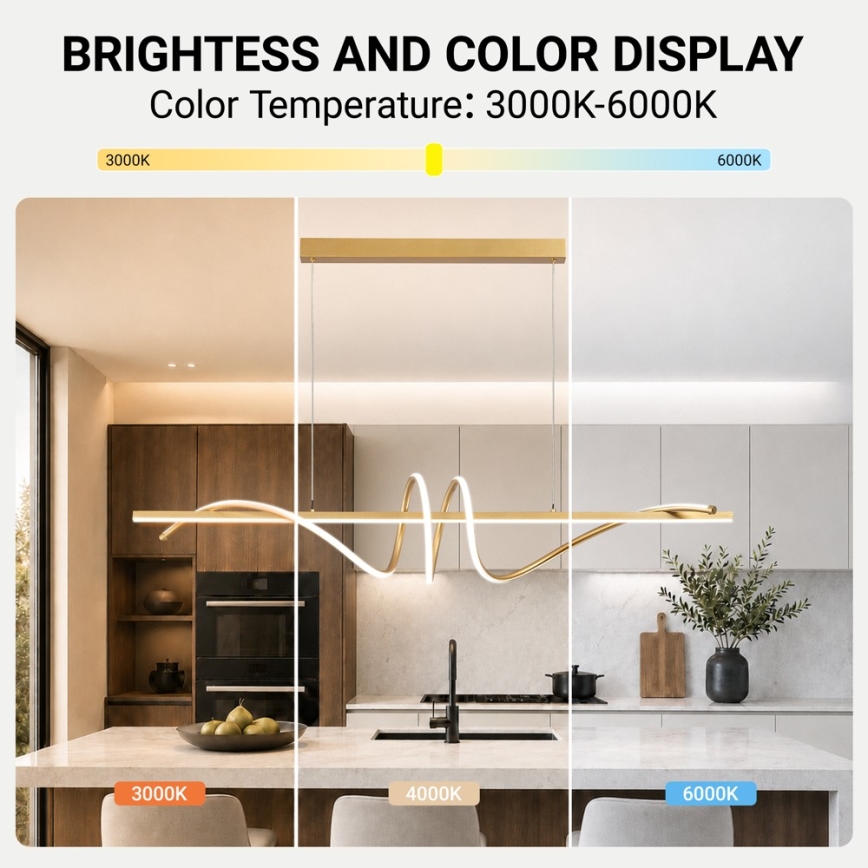 BRILAGI - Zatemljiv LED viseči lestenec na kablu SIGNATURE LED/50W/230V 3000-6000K 120 cm zlata + daljinski upravljalnik