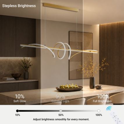 BRILAGI - Zatemljiv LED viseči lestenec na kablu SIGNATURE LED/50W/230V 3000-6000K 120 cm zlata + daljinski upravljalnik