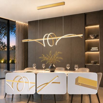 BRILAGI - Zatemljiv LED viseči lestenec na kablu SIGNATURE LED/50W/230V 3000-6000K 120 cm zlata + daljinski upravljalnik