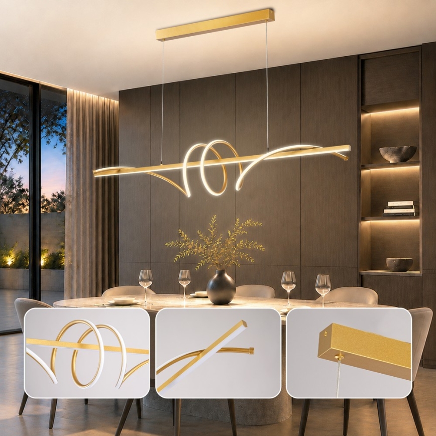 BRILAGI - Zatemljiv LED viseči lestenec na kablu SIGNATURE LED/50W/230V 3000-6000K 120 cm zlata + daljinski upravljalnik