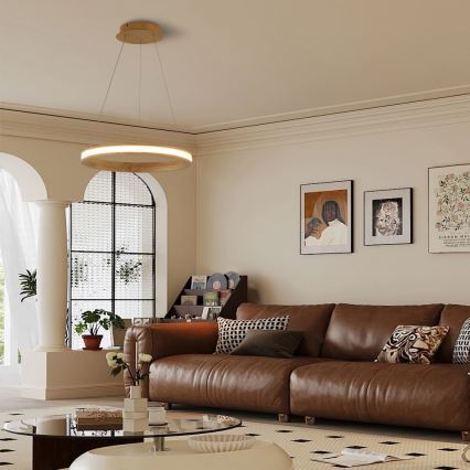 Brilagi - LED viseča svetilka na kablu UMEA WOOD LED/30W/230V, premer 40 cm, lesena