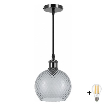 BRILAGI - LED viseča svetilka na lanku RETRO GLASS 1xE27/60W/230V Ø 18 cm črna/dimna siva